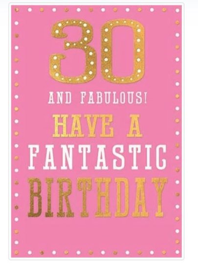 (image for) SEL B/DAY CARD AGE 30 FEMALE - STD 