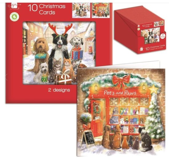 (image for) XMAS CARDS PUP & KIT SQUARE - 10S