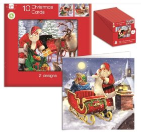 (image for) XMAS CARDS OUT/D SANTA SQUARE - 10S