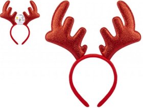 (image for) XMAS HEADBAND W/REINDEER RED - STD