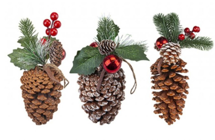 (image for) XMAS HANG PINE CONE ASST