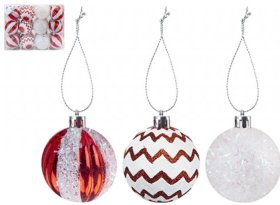 (image for) XMAS BAUBLES CANDYCANE R&W 24S - 6CM