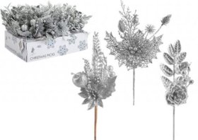 (image for) XMAS GLITTER FLOWER SILVER - STD