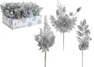 (image for) XMAS GLITTER FLOWER SILVER