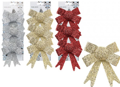(image for) XMAS TINSEL BOWS ASST 3S