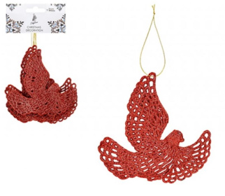 (image for) XMAS HANG GLITTER DOVE RED