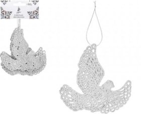 (image for) XMAS HANG GLITTER DOVE SILVER - 6S