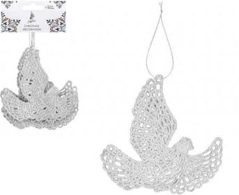 (image for) XMAS HANG GLITTER DOVE SILVER