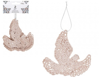 (image for) XMAS HANG GLITTER DOVE R/GOLD