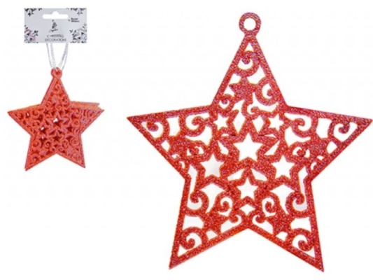 (image for) XMAS HANG GLITTER STAR RED