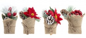 (image for) XMAS PLANT IN JUTE SACK ASST - 14CM