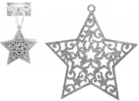 (image for) XMAS HANG GLITTER STAR SILVER - 6S