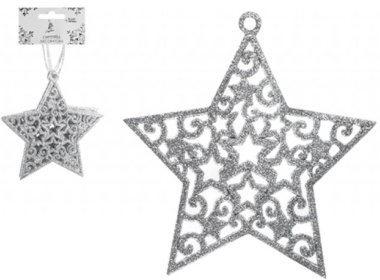(image for) XMAS HANG GLITTER STAR SILVER