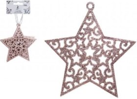 (image for) XMAS HANG GLITTER STAR R/GOLD - 6S