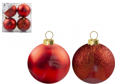 (image for) BAUBLES 10CM RED 4S