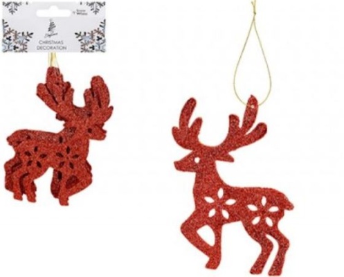 (image for) XMAS HANG GLITTER STAG RED