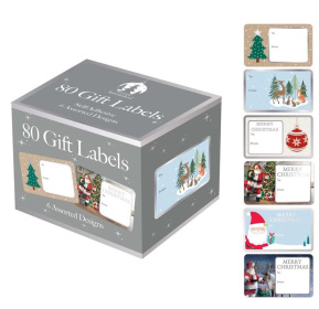 (image for) XMAS GIFT LABEL BOX ASST DESIN - 80S 