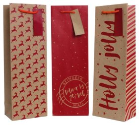 (image for) XMAS GIFT BAG KRAFT - BOTTLE