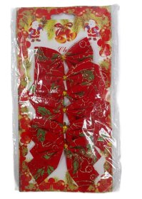 (image for) JL XMAS RED GILTTER BOWS - 6S