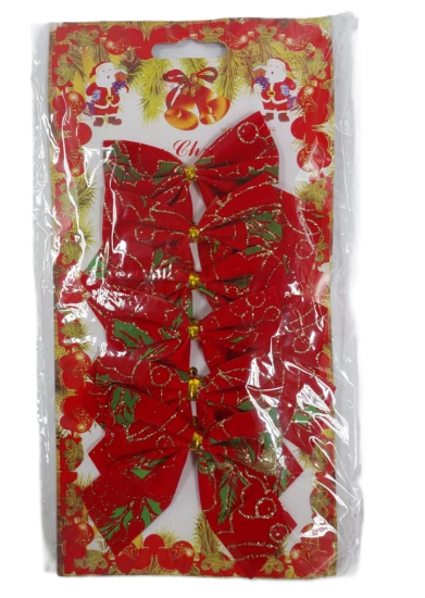 (image for) JL XMAS RED GILTTER BOWS - 6S 