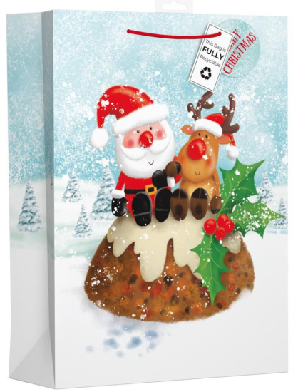 (image for) XMAS GIFT BAG SANTA CHRIST PUD - XLARGE 