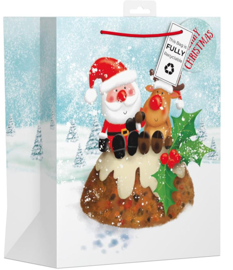 (image for) XMAS GIFT BAG SANTA CHR PUDDIN - LARGE 