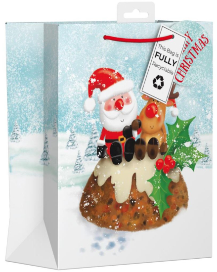 (image for) XMAS GIFT BAG SANTA PUDDING - MEDIUM 