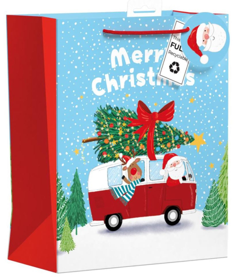 (image for) XMAS GIFT BAG SANTA CAMPERVAN - LARGE 