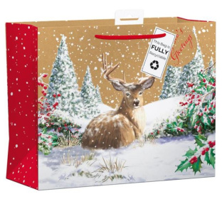 (image for) XMAS GIFT BAG KRAFT STAG - LARGE 