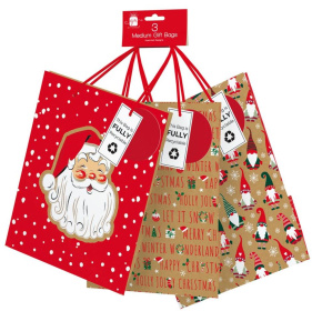 (image for) XMAS GIFT BAG KRAFT BAG 3S - MEDIUM 