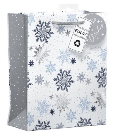 (image for) XMAS GIFT BAG SNOW FLAKES - MEDIUM 