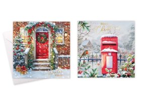 XMAS CARD SQ POSTBOX /DOOR - 10S (image for) XMAS CARD SQ POSTBOX /DOOR - 10S