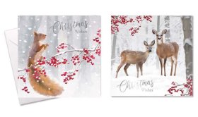 XMAS CARD SQ DEER/SQUIRREL - 10S (image for) XMAS CARD SQ DEER/SQUIRREL - 10S