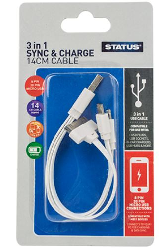 (image for) STA 3IN1 SYNC&CHARGE CABLE - 14CM
