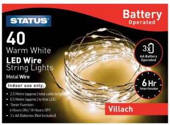 (image for) STA XMAS LED W/WHI BATT/INDOOR - 40LED