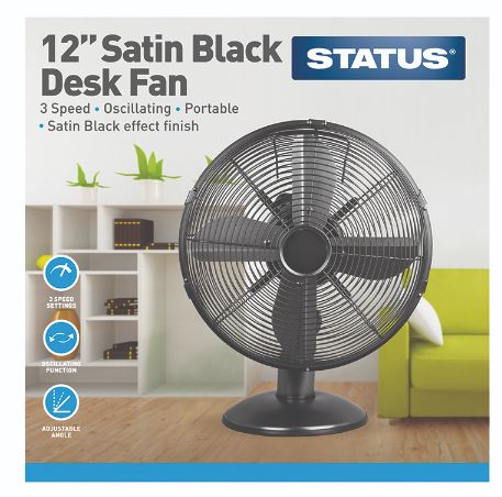 (image for) STATUS STAND FAN 12\"SATIN/BLK - 12\"