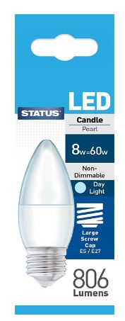 (image for) STA LED ES CANDLE PEARL D/L 8W - 8W