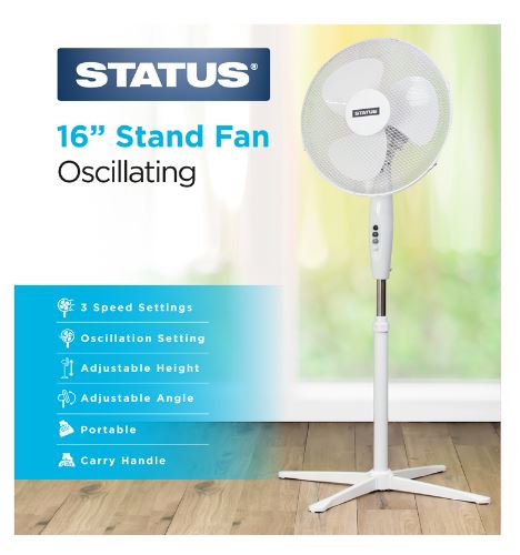 (image for) STATUS STAND FAN 16\" WHITE - 16\"