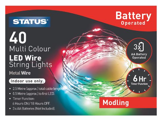 (image for) STA XMAS LED M/COL BATT/INDOOR - 40LED