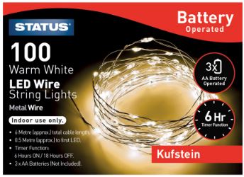 (image for) STA XMAS LED W/WHI BATT/INDOOR - 100LED