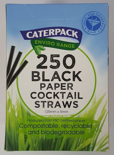 (image for) CATERPAC COCK PAPER STRAWS BLK - 250S