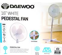 (image for) DAEWOO PEDESTAL FAN WHITE - 16\"