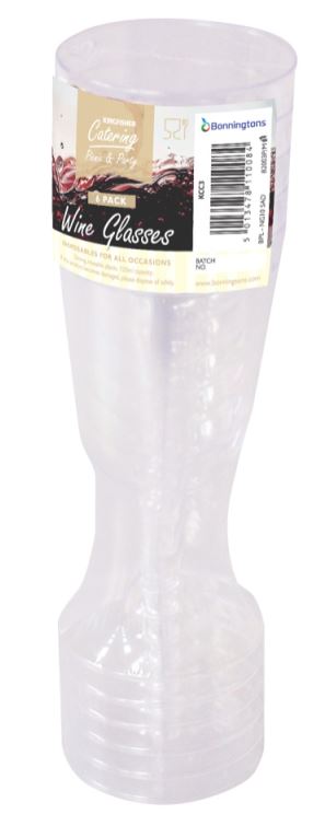 (image for) KINGFISHER CLEAR PLASTIC WINE GLASSES 6S - 120ML