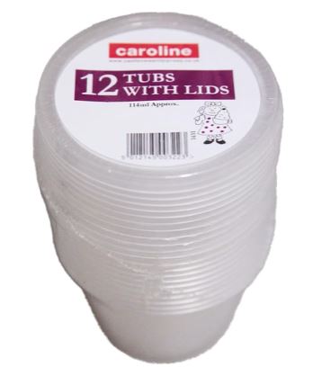 (image for) CAROLINE PLASTIC TUB+LID 12S - 4OZ