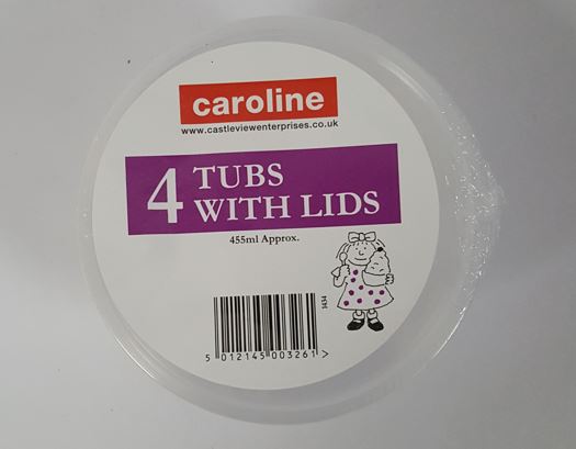 (image for) CAROLINE PLASTIC TUB+LID 4S - 16OZ