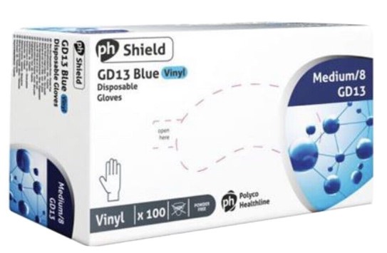 (image for) VINYL DIS GLOVE BLUE PH/8GD13 - MEDIUM