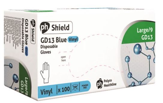 (image for) VINYL DIS GLOVE BLUE PH/9GD13 - LARGE