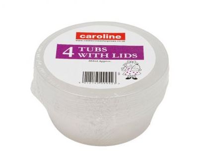 (image for) CAROLINE PLASTIC TUB+LID 4S - 10OZ