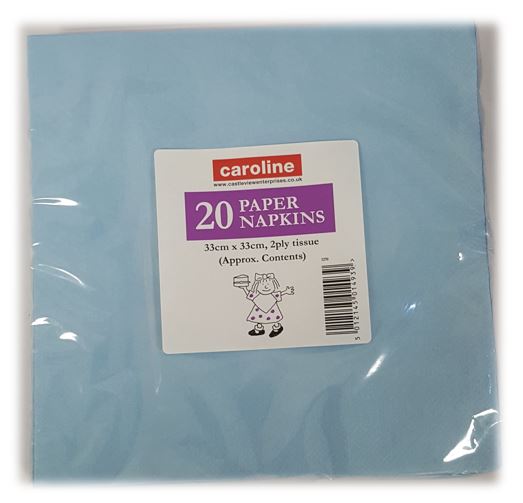 (image for) CAROLINE NAPKIN L/BLUE2PLY 20S - 33X33