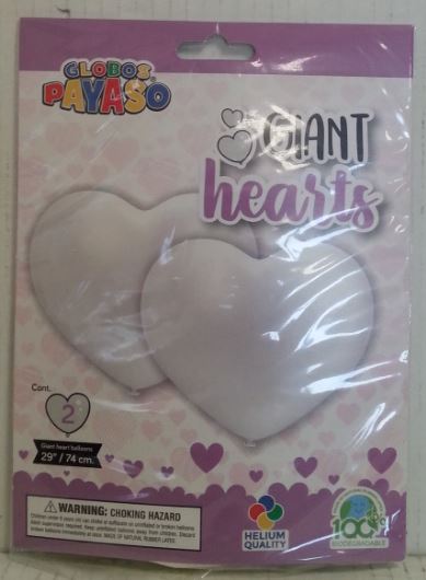 (image for) VAL GIANT HEARTS BALLOON WHITE - PK2